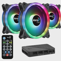 AEROCOOL Set ventilatora DUO 12 PRO Kit 3x 12cm ARGB LED Dual Ring Antivibration 6 Pins, crno