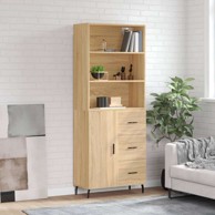 Visoka komoda hrasta sonome 69 5x34x180cm od konstruiranog drva , 1 vrata 3 ladice
