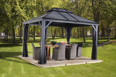 SOJAG Aluminijski paviljon »Mykonos« s čeličnim krovom, 364x484x297 cm, 17.62 m²