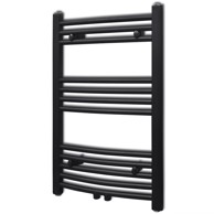 Kupaonski radijator za ručnike s prečkama, zakrivljeni, 500x764 mm, crni