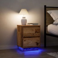 Noćni ormarići s LED svjetlima 2 kom boja drva 38x34x50 cm