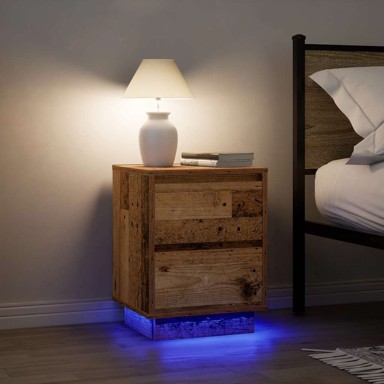 Noćni ormarići s LED svjetlima 2 kom boja drva 38x34x50 cm