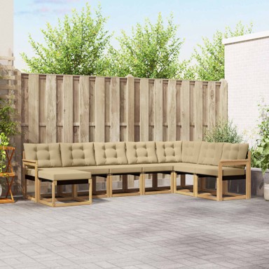 Set vanjskih sofa s jastukom 8 kom, bijela i bež