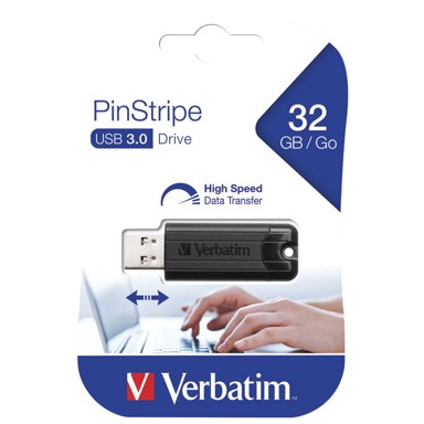 VERBATIM USB stick PinStripe 32 GB, USB 3.0, crni