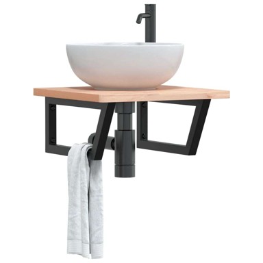 Trapezni nosači polica za lavabo-umivaonik, 20 x 45 cm, crni, čelični, 2 komada