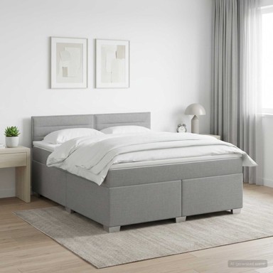 Boxspring krevet s madracem 180 x 200 cm, tkanina, svjetlosivi
