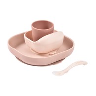 BEABA Silikonski set za jelo Cotton Candy, roza