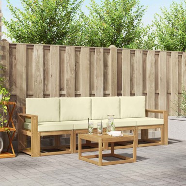 Set vanjskih sofa s jastukom, 5-dijelni, krem