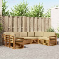 Setovi sofa s jastukom, prirodna i bež, čvrsto drvo akacije, 9 kom