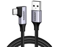 UGREEN Kabel USB-C (M) na USB-A (M), kutni 90°, 18W, 3A, pleteni, 1m