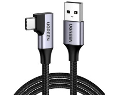 UGREEN Kabel USB-C (M) na USB-A (M), kutni 90°, 18W, 3A, pleteni, 1m
