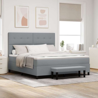 Box Spring krevet s madracem, svjetlosivi, 180x200 cm