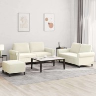 Set sofa 3-dijelni baršunasti s osloncem za noge, krema