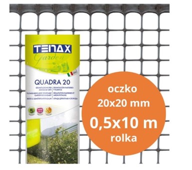 PVC Kvadratna mreža, 0,5 m x 10 m, oko 20 mm, grafitna