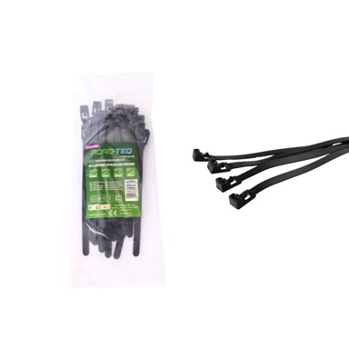 ROAD-TEQ Vezice za kabele za višekratnu uporabu 7 2x150 mm 20 kom CTBR-8X150, crna