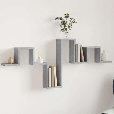 Zidna polica 104. 5x10x43 cm, konstruirano drvo, beton siva