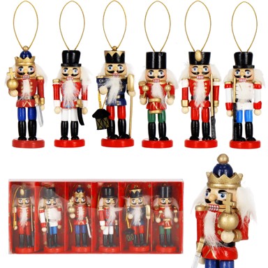 Božićna dekoracija figurice Orašar 8 cm, set 6 kom  
