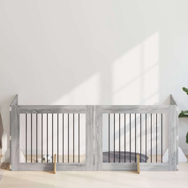 Vrata za pse s postoljem, 4 kom, siva sonoma, 100 x 80 cm