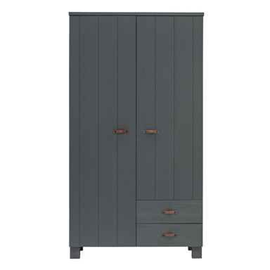 WOOOD Tamno sivi ormar od masivnog bora 111x202 cm Dennis