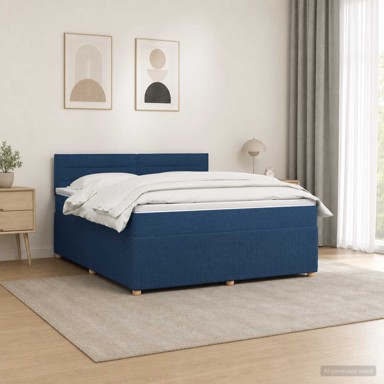 Boxspring krevet s madracem 140 x 200 cm, tkanina, plavi