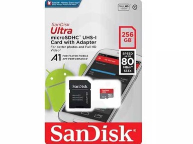 SANDISK Memorijska kartica Ultra MicroSD, 256GB, UHS-I, Class 10, A1, s adapterom
