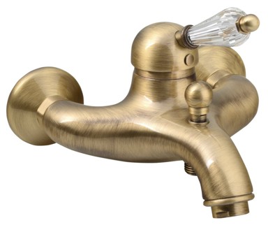 SAPHO KIRKÉ CRYSTAL Zidna miješalica, retro, brončana, Swarovski ručka