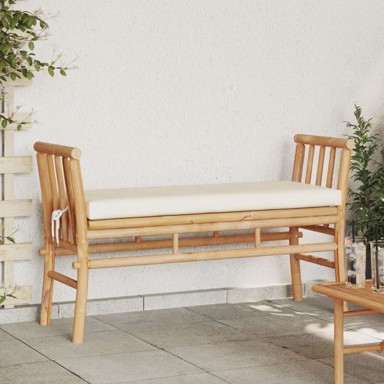 Klupa za vrt s jastučićem, 110 cm, od bambusa