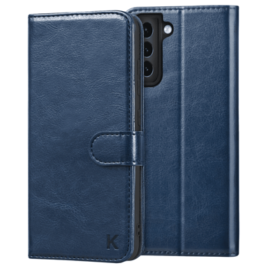 NIKCORP Preklopna torbica za Samsung Galaxy S21 futrola od eko kože s novčanikom i utorima za kartice magnetsko zatvaranje, tamnoplava
