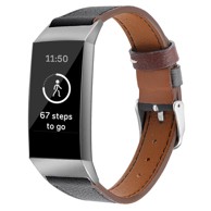 B-STRAP Leather Italy (Large) remen za Fitbit Charge 3 / 4, black