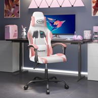 Okretna gaming stolica bijelo-ružičasta od umjetne kože