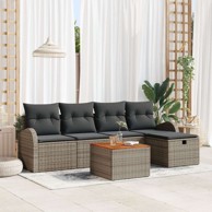 Set od 6 vrtnih sofa s jastučićima, poliratan, sivi