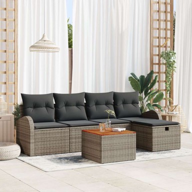 Set od 6 vrtnih sofa s jastučićima, poliratan, sivi