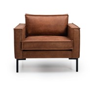 SCANDIC Smeđa fotelja od imitacije kože Cognac Rate, 90x90x74 cm