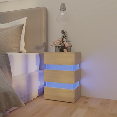 LED noćni ormarić boja hrasta 45 x 35 x 67 konstruirano drvo