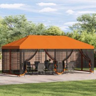 Paviljon s bočnim stranama, 6 x 3 m, poliester i čelik, narančasta