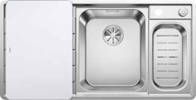 BLANCO Sudoper AXIS III 6 S-IF InFino INOX 18/10, BAZEN DESNO, 18/10 + bijela staklena daska, s dalj. upr.