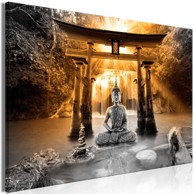 Slika Buddha Smile Wide Orange 120x80