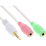 INLINE Audio kabel 99301 W 1 m 3.5 mm na 2 x 3.5 mm, bijeli