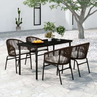 Vrtna garnitura, 5-dijelni set, dužina stola 160 cm, siva i crna