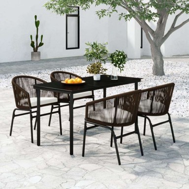 Vrtna garnitura, 5-dijelni set, dužina stola 160 cm, siva i crna