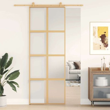 Klizna vrata zlatna, matirano ESG staklo i aluminij, 76 × 205 cm, matirano