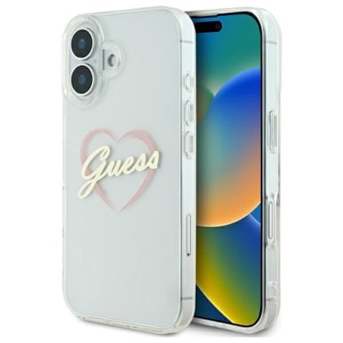 GUESS Prozirna Hardcase IML maskica u obliku srca za Apple iPhone 16