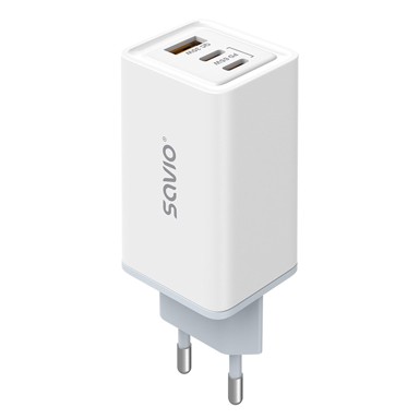 SAVIO Punjač LA-07, GaN, 65W, USB, QC4.0+, PD 3.0, bijeli