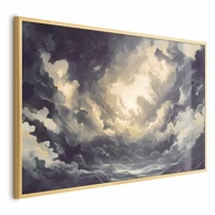Plakat Epska igra svjetla, sunce u borbi za prevlast nad oblacima, 42x29.7 cm, zlatni okvir