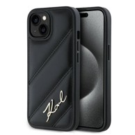 KARL LAGERFELD Dijagonalno prošivena crna maskica za Apple iPhone 15