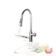 NIKCORP Kuhinjska slavina 4u1, izvlačni tuš, 4 načina mlaza, rotacija 360°, nehrđajući čelik, srebrna