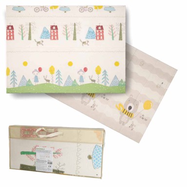 Edukativna dvostrana sklopiva pjenasta podloga, 150 x 200 cm, medvjedići/drveće