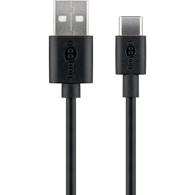 GOOBAY USB-A – USB-C kabel, 0,5 m, crni