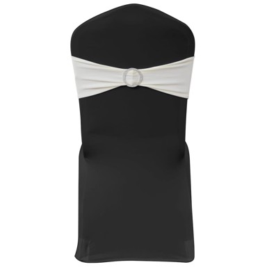 Rastezljive dekorativne trake za stolice s dijamantnom kopčom, krem, 25 komada