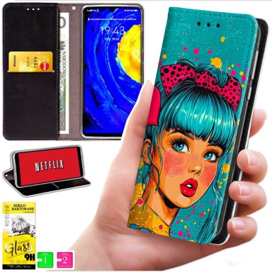 BLUEMOON Futrola tipa novčanik za Oppo Reno 13F 5G / 13 FS 5G - maska s otiskom + staklo 9H